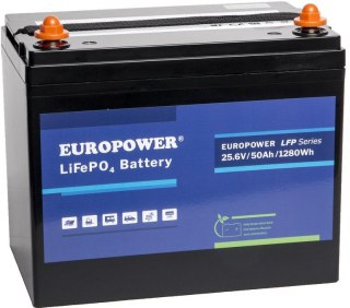 Akumulator LiFePO4 EUROPOWER serii LFP 25,6V 50Ah Bluetooth, mata grzewcza (Żywotność ~4000 cykli) EUROPOWER