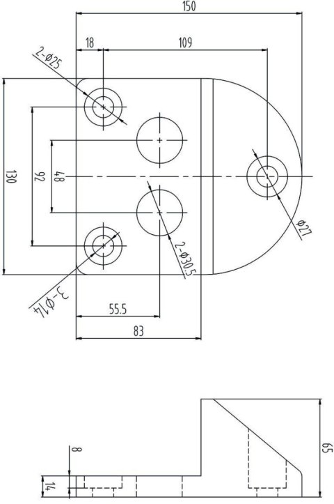 Przykręcany stoper do bramy PSG 61.191 (130x150/H65) powlekany gumą PSG