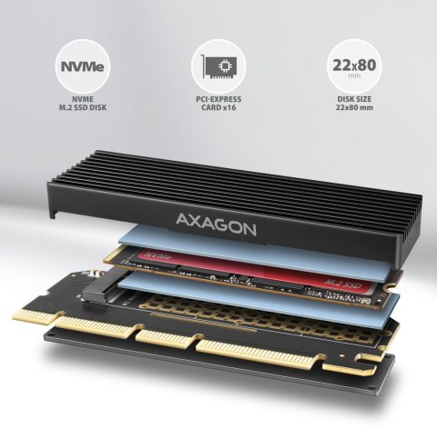 Adapter Axagon PCEM2-XS PCIe x16, M.2 NVMe, chłodnica AXAGON