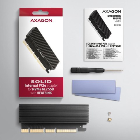 Adapter Axagon PCEM2-XS PCIe x16, M.2 NVMe, chłodnica AXAGON
