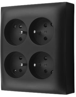 Kontakt Simon Aquaclick Czarny Gniazdo Natynkowe 4XZ/U IP20 ACGZN4/49 KONTAK-SIMON
