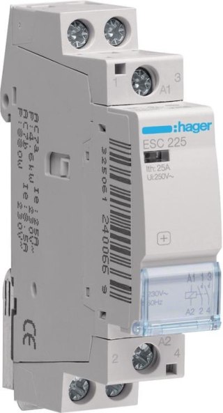 Stycznik 230VAC 2NO 25A AC-7a/b ESC2 Hager ESC225 HAGER