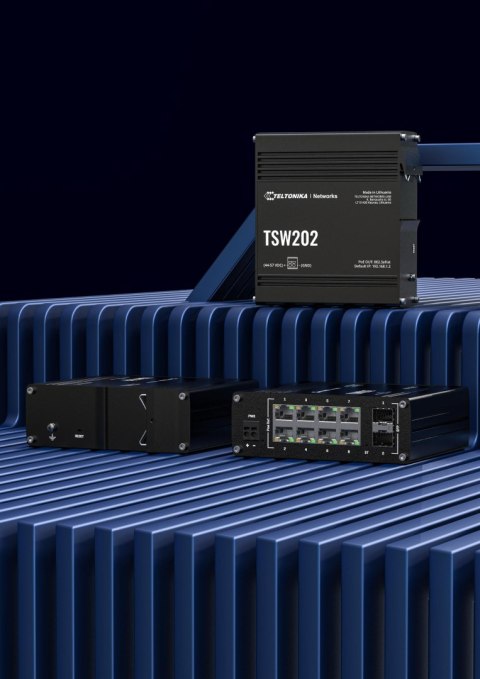 Teltonika TSW202 switch przemysłowy zarządzalny 8xFE 2xSFP PoE+ (TSW202000000) DIN TELTONIKA