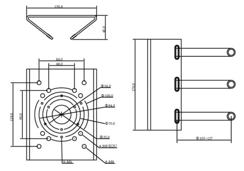 Uchwyt adapter słupowy MT-P150V2 Opakowanie zbiorcze 10szt. MITON
