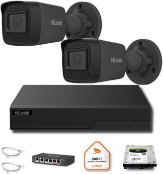 Zestaw monitoringu Hilook 2x IPC-B141H-C black z dyskiem 1TB HILOOK