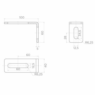 Kątownik PSG 60.041.7016 rolki prowadzącej 100x60mm, antracytowy RAL7016 PSG