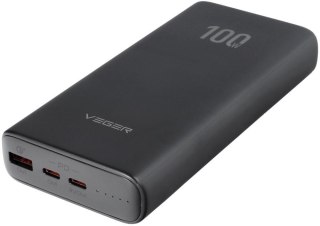 Powerbank Veger 20000 mAh 100 W PD QC 3.0 USB-A 2x USB-C czarny VEGER