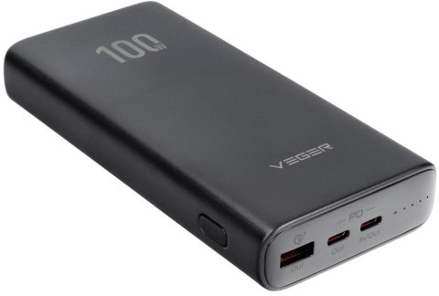 Powerbank Veger 20000 mAh 100 W PD QC 3.0 USB-A 2x USB-C czarny VEGER