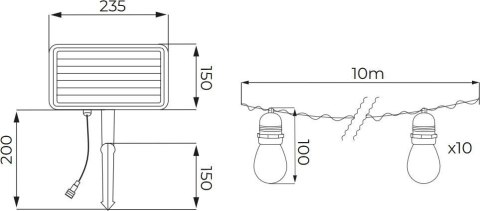 SOLARNA GIRLANDA OGRODOWA LED BEMKO SOLBEE 3W 3000K 10SZT 10M IP65 CZARNA C83-SOB-003BL-3K BEMKO