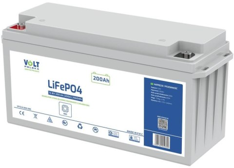 AKUMULATOR VOLT POLSKA LITOWO-ŻELAZOWO-FOSFORANOWY LiFePO4 12,8V 200Ah 200A VOLT POLSKA