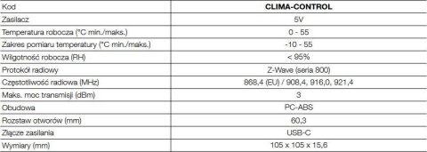 Termostat klimatyzacji Nice Clima-Control Z-Wave to IR Controller for AC 868,4 Mhz Biały NICE