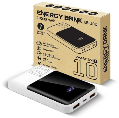 Powerbank everActive Energy Bank EB-10Q 10000 mAh 22,5 W 2x USB-A USB-C biały EVERACTIVE