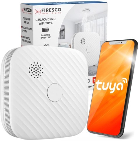 Czujnik dymu Firesco ZR153SW CB z WiFi aplikacja Tuya FIRESCO
