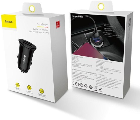 ŁADOWARKA SAMOCHODOWA Baseus Circular CCALL-YD01 30W 5A 2x USB-A QC 3.0 BASEUS