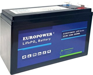 Akumulator LiFePO4 EUROPOWER serii LFP 12,8V 12Ah (Żywotność ~2000 cykli) EUROPOWER