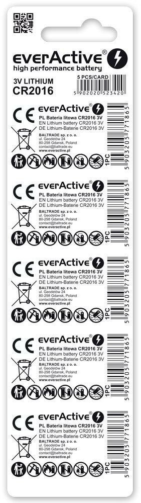 Bateria CR2016 everActive (blister 5 szt.) EVERACTIVE