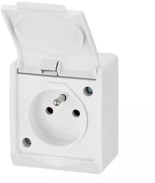 HERMES BIAŁY GNIAZDO NT 1X Z/U Z KLAPKĄ IP44 ZACISKI ŚRUBOWE 16A 250V 0321-02 ELEKTRO-PLAST NASIELSK