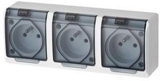 HERMES BIAŁY GNIAZDO NT 3X Z/U Z KLAPKĄ DYMNĄ IP44 ZACISKI ŚRUBOWE 16A 250V 0323-01 ELEKTRO-PLAST NASIELSK
