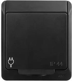 HERMES CZARNY GNIAZDO NT 1X Z/U Z KLAPKĄ 2P+Z IP44 ZACISKI ŚRUBOWE 16A 250V 0321-09 ELEKTRO-PLAST NASIELSK