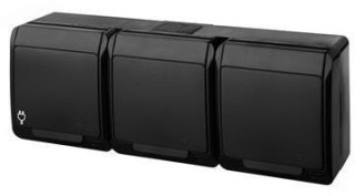 HERMES CZARNY GNIAZDO NT 3X Z/U Z KLAPKĄ IP44 3X2P+Z ZACISKI ŚRUBOWE 16A 250V 0323-09 ELEKTRO-PLAST NASIELSK