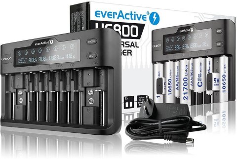 Ładowarka do akumulatorków cylindrycznych Li-ion oraz Ni-MH everActive UC-800 EVERACTIVE