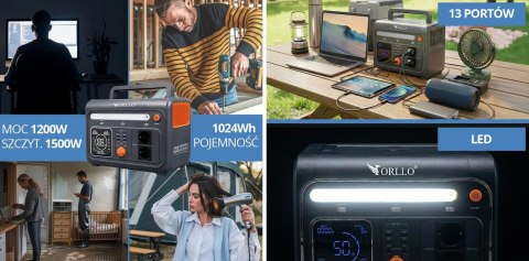 Przenośna stacja zasilania Orllo1200W/1500W Magazyn Energii LIFEPO4 EVE ORLLO