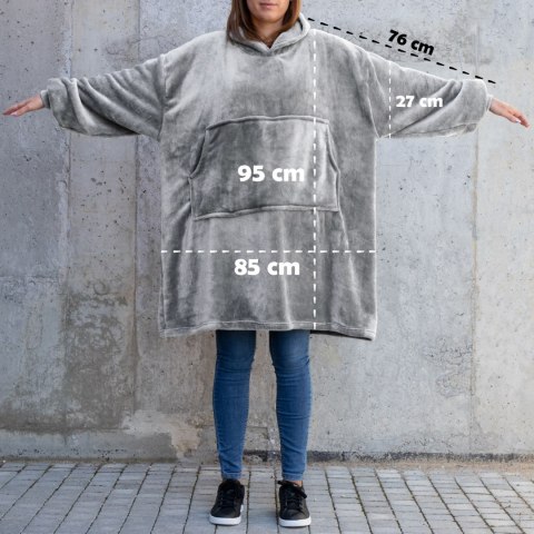 Bluzair Bluza Koc Hoodie Oversize Polska Jasnoszara