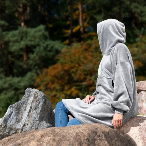 Bluzair Bluza Koc Hoodie Oversize Polska Jasnoszara