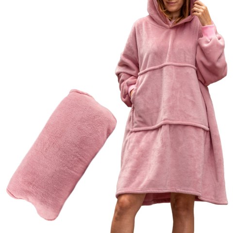 Bluzair Bluza Koc Hoodie Oversize Polska Różowy